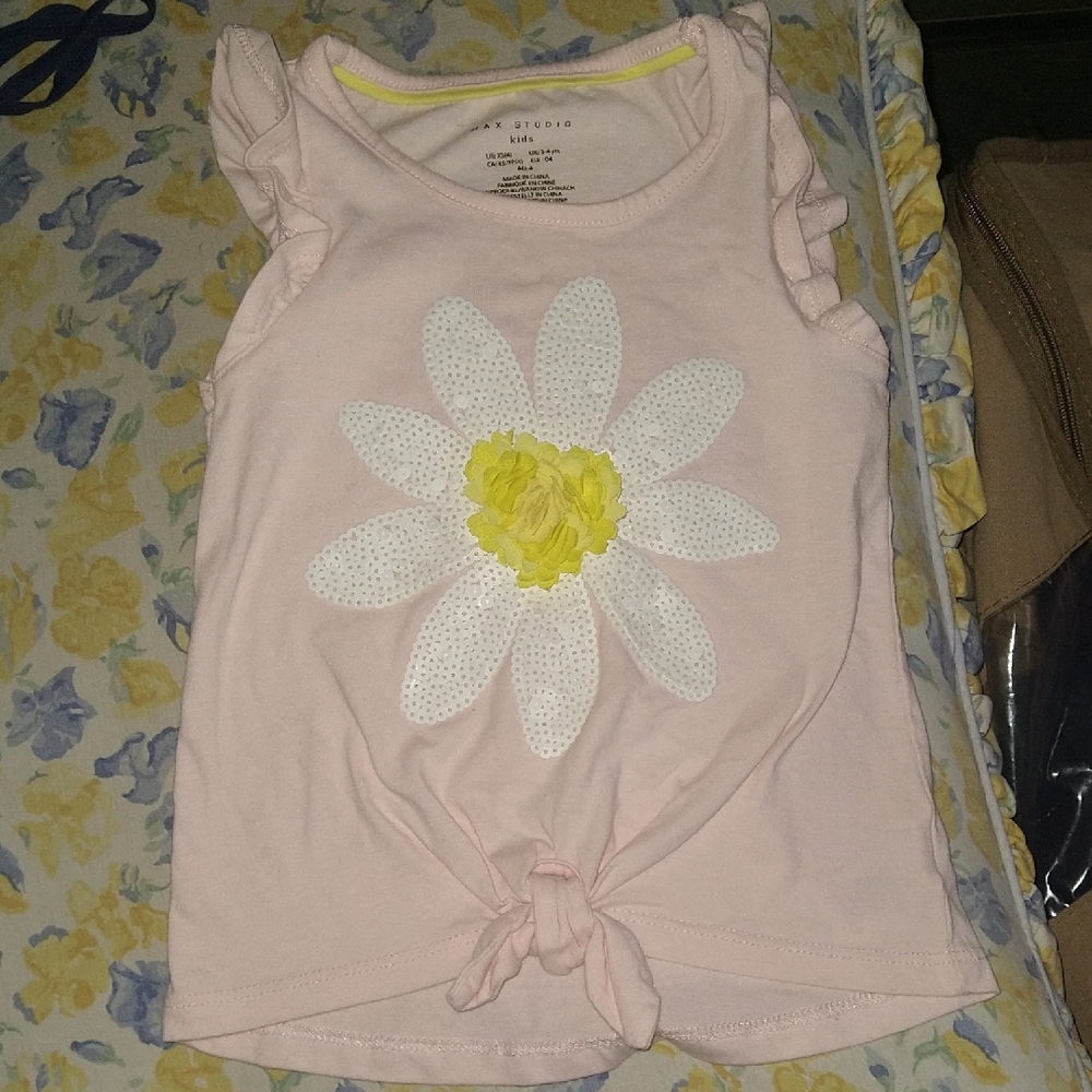 Max Studio Pink Tank Top with Daisy Design